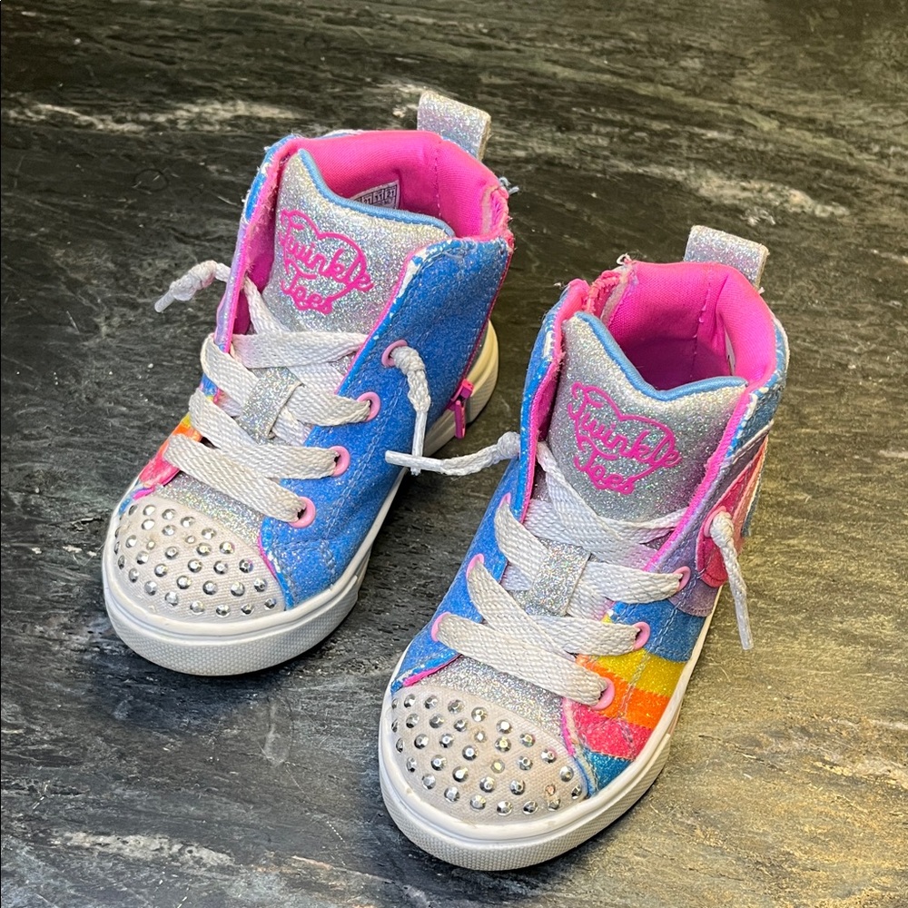 Skechers Twinkle Toes Kids Sneakers - Silver, Blue, Pink